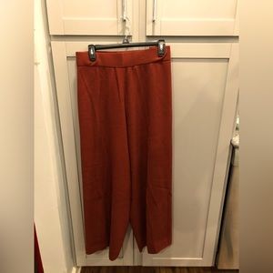 Wide leg Knit Ribbed pants, size 4X soft, stretch waist, brown NINE WEST